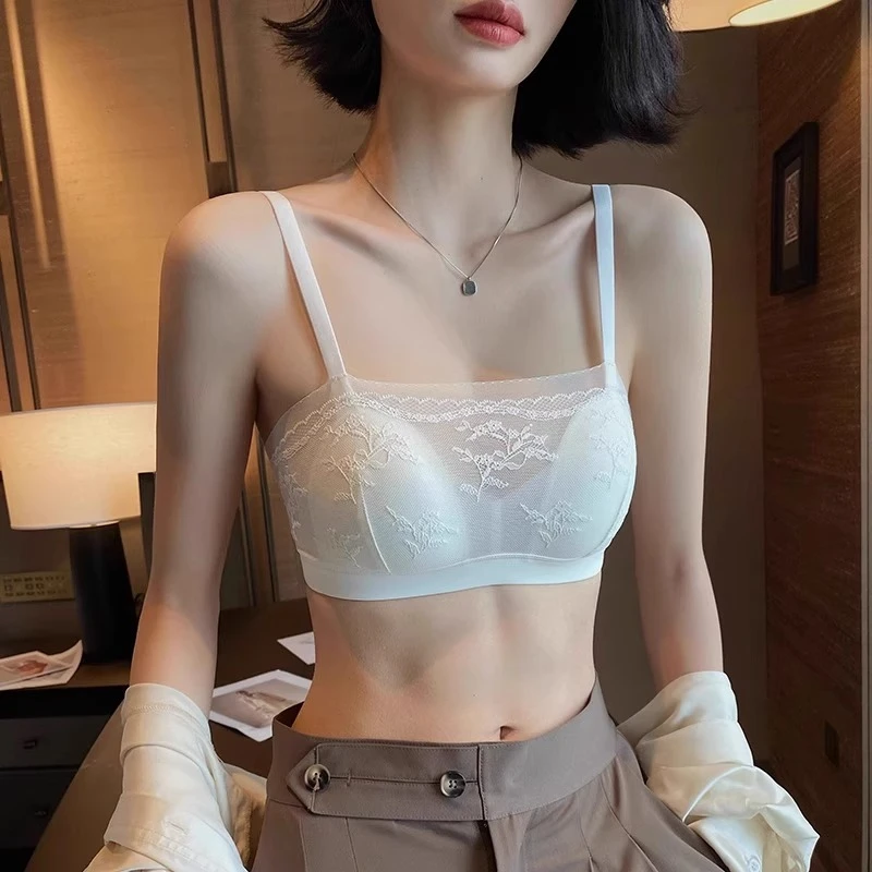 抹胸内衣女夏季薄款显胸小法式性感蕾丝防走光隐形裹胸文胸罩夏天