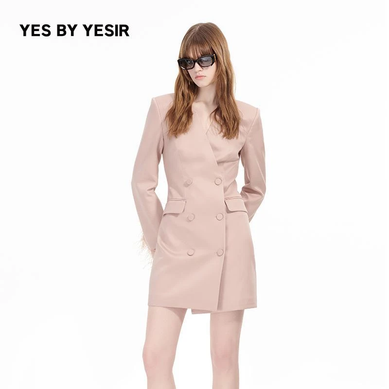 YES BY YESIR叶谦原创秋新曼塔玫瑰棉羊毛西服连衣裙YDFLC171191