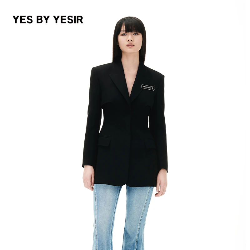 YES BY YESIR叶谦原创设计师2023秋冬新品男女同款轻解构酷黑西服