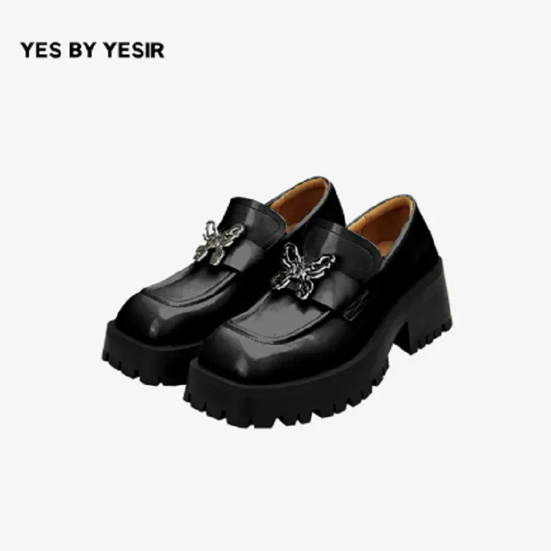 YES BY YESIR叶谦原创设计师2023春夏新品甜酷蝴蝶骨方头小皮鞋
