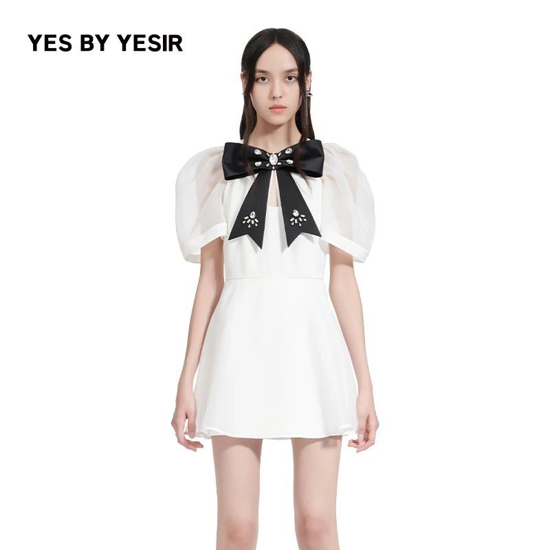 YES BY YESIE 叶谦设计师品牌黑白透蝶轻礼服