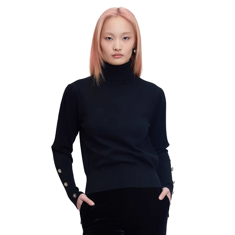 YES BY YESIR叶谦设计师品牌黑色高领毛衣