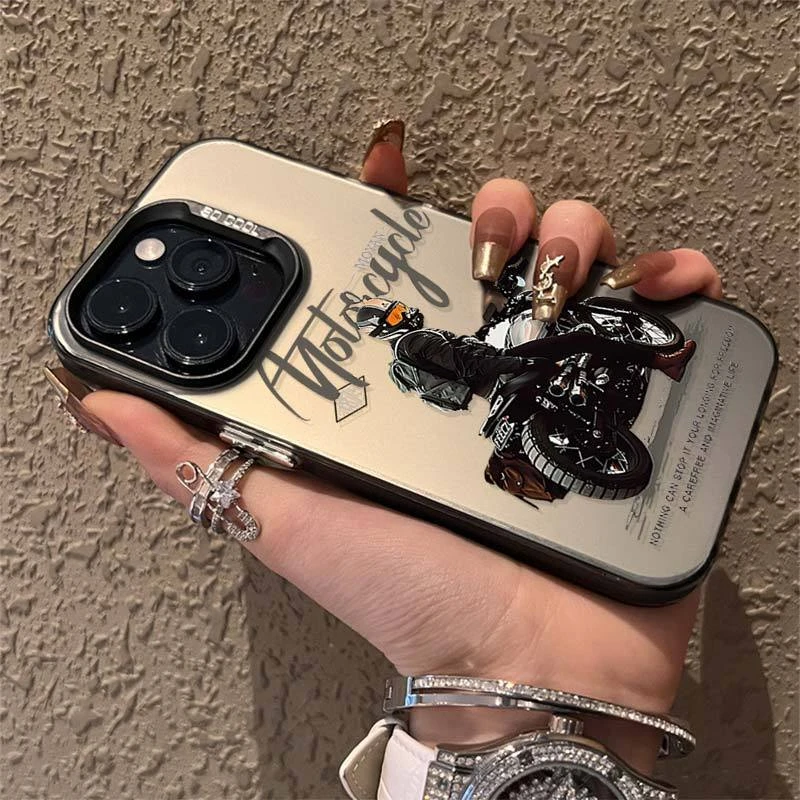 摩托骑士金属按键苹果14promax手机壳iPhone13pro12/11磨砂全包壳