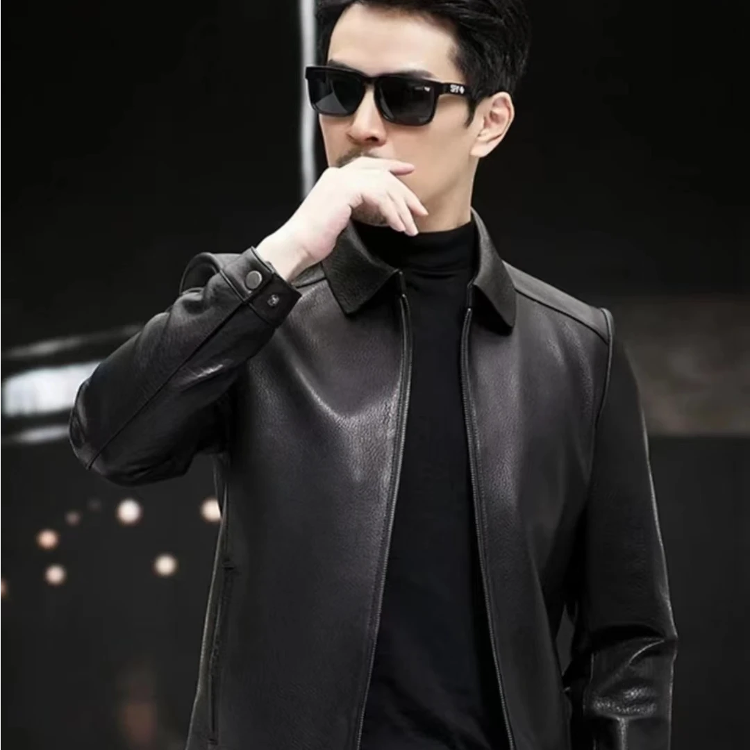 【超越专属】2025年新款翻领皮外套休闲网红时尚皮夹克皮衣 -A004