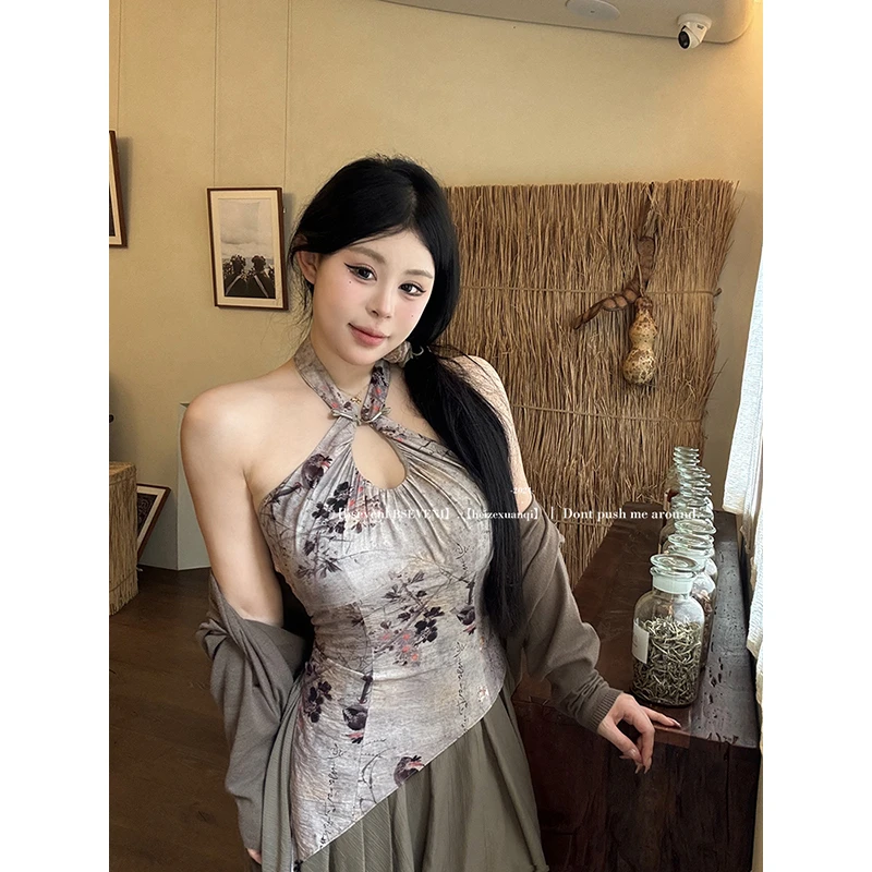 【现货链接】黑泽玄七微胖新款显瘦斜裁收腰式新中式拼接连衣裙女