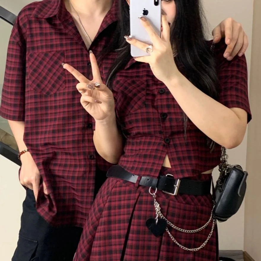 黑泽玄七2023格子情侣显瘦套装98222ST2288/98222ST2500