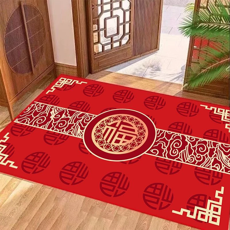 2025年硅藻泥红色入户地垫地毯客厅卧室走廊脚垫耐脏防滑门口垫