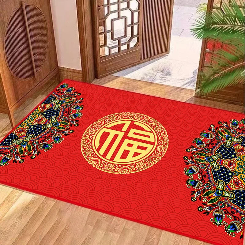 2024年硅藻泥红色入户地垫地毯客厅卧室走廊脚垫耐脏防滑门口垫