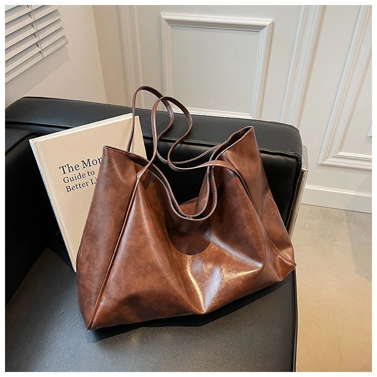 时尚大容量包包 高质感百搭通勤单肩腋下通勤基础ins美拉德包黑色