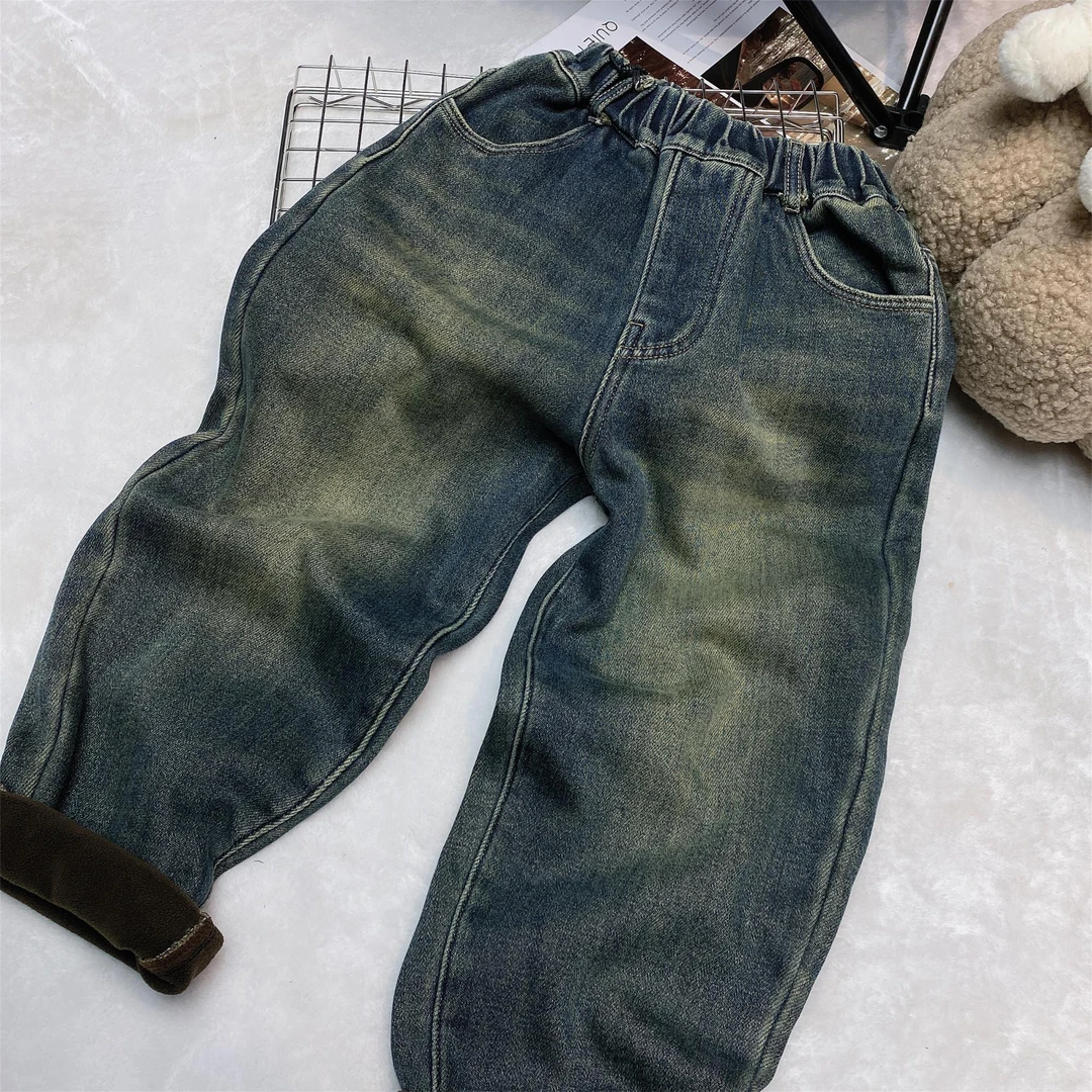 【潮牌甄选牛仔裤】中大童冬季新款加绒儿童牛仔裤洋气休闲裤23156