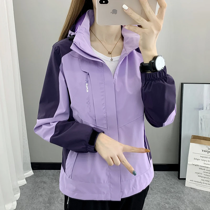 冲锋衣女款2025新款春秋休闲登山服防水防风拼色单层外套工作服男