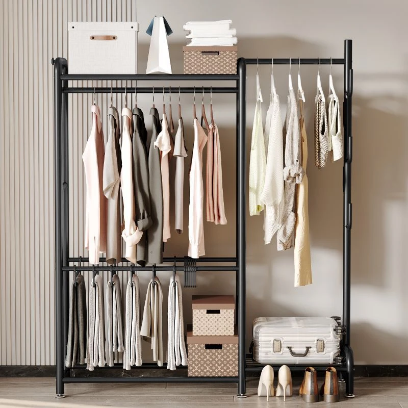 家用卧室落地式衣帽架置物挂衣架简易收纳立式晾衣架子挂衣服衣架