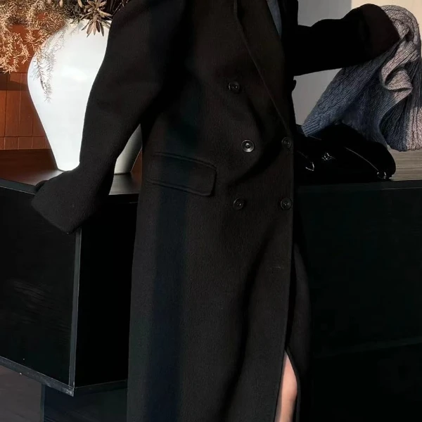 《红予黑》百搭时尚女士气质休闲设计师双面呢大衣