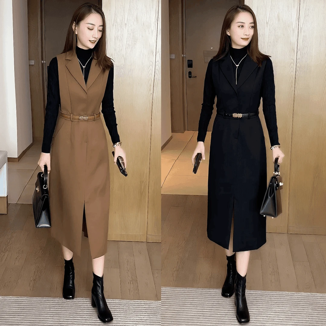 【秋季上新】2024秋季马甲背心连衣裙显瘦收腰高级感裙子洋气百搭