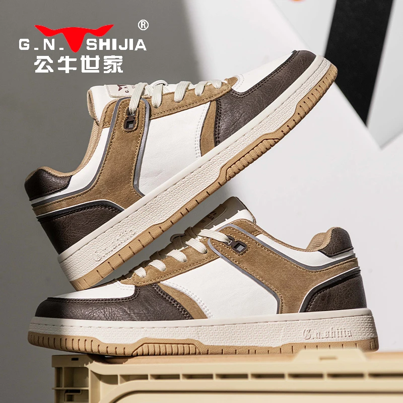 公牛世家2025夏季新款男鞋厚底防滑板鞋百搭低帮鞋潮牌运动休闲鞋
