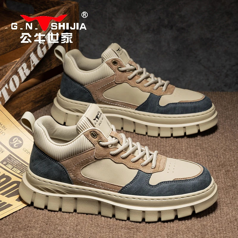 公牛世家2025秋冬新款中邦运动工装马丁靴加绒保暖棉鞋厚底休闲鞋