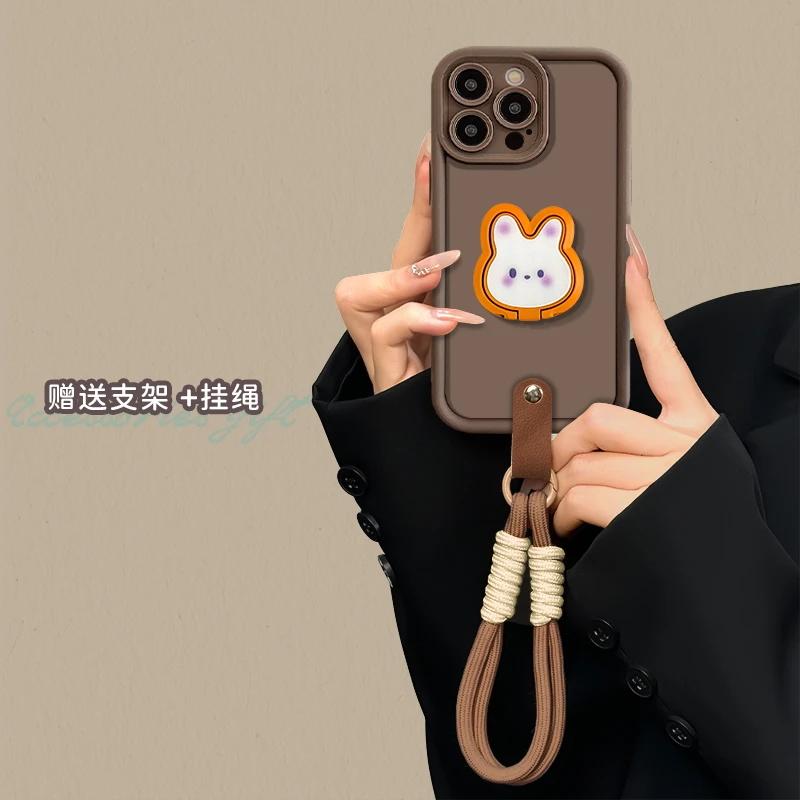 适用于苹果16华为OPPO小米VIVO高级感少女皮纹LJ阶梯手机壳素材壳