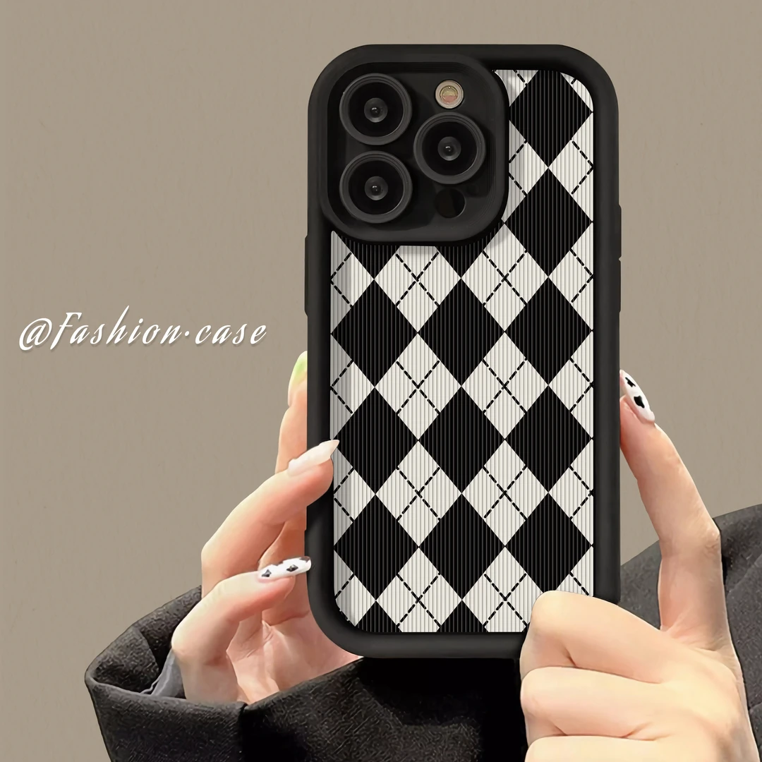 适用于苹果16华为OPPO小米VIVO创意个性菱形潮LJ阶梯手机壳1F182