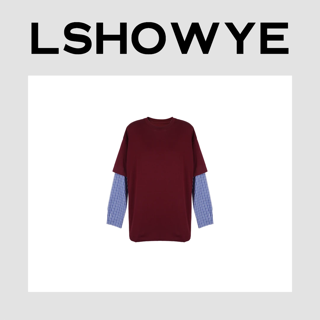 LSHOWYE｜拼接衬衫袖长袖T恤 A3029