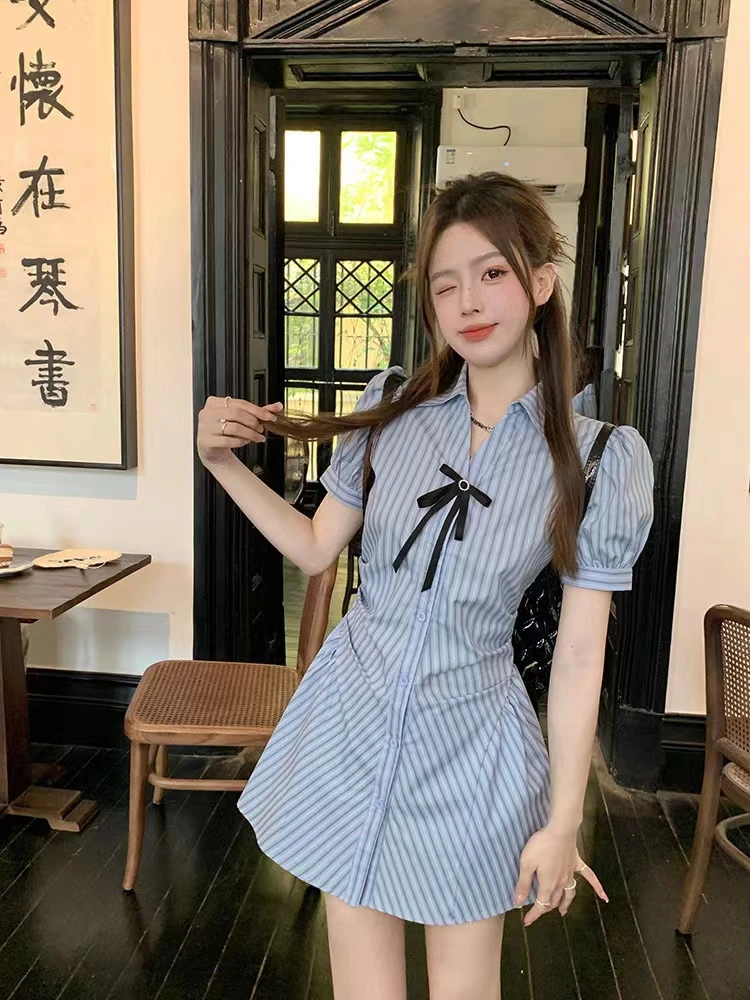 【竖纹领结】有底裤两件套