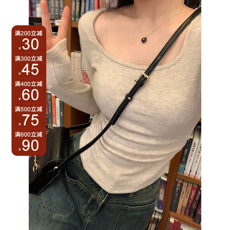 王少女的店【现现】杏色加绒修身显瘦百搭针织衫紧身打底 Z13587S34