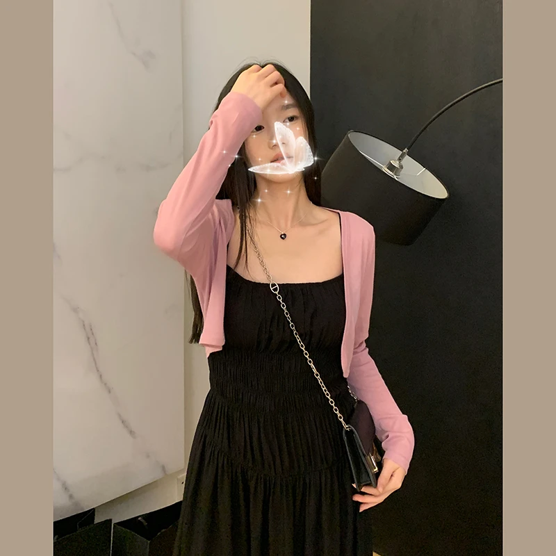 王少女【现】 纯色短款针织开衫显瘦百搭上衣 Z03787S32