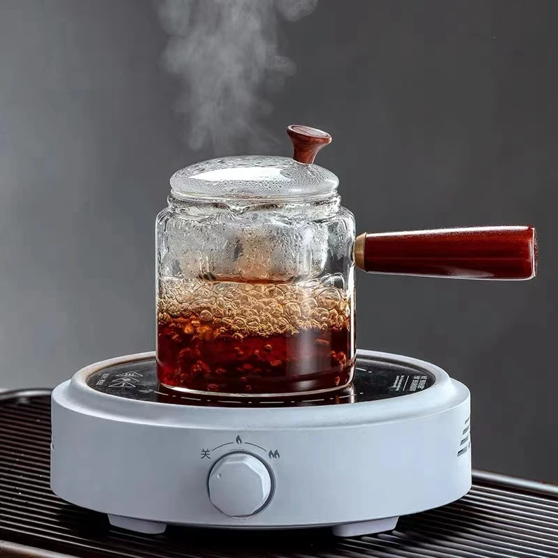 DEKEBANG/德克邦玻璃蒸煮茶壶电陶炉蒸汽器侧把耐高温茶水分离杯