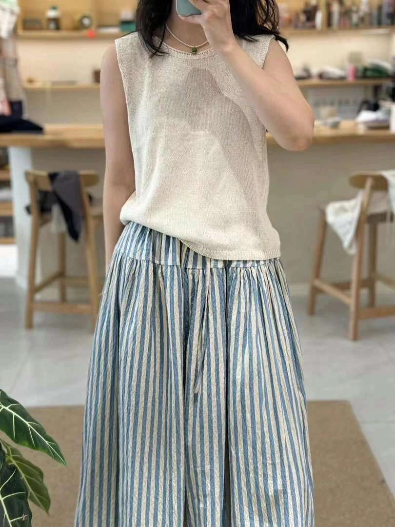 小镇姑娘亚麻背心