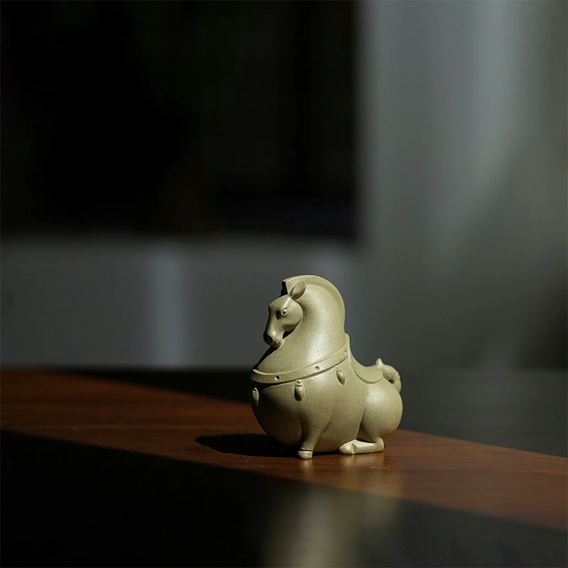 仓巴鹿人 唐马 宜兴紫砂原矿青段泥手工制作茶宠摆件茶具茶道配件