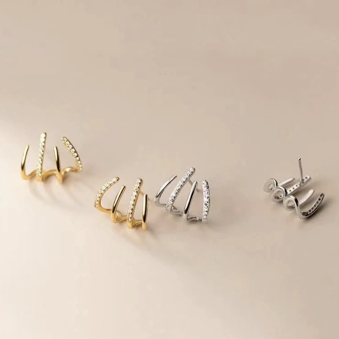 铜合金耳饰 四爪耳排耳环小众设计感网红耳饰新款潮高级女