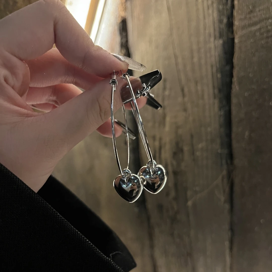 铜合金耳饰 个性显脸圆环空心爱心大耳圈气质耳饰心型韩国耳环