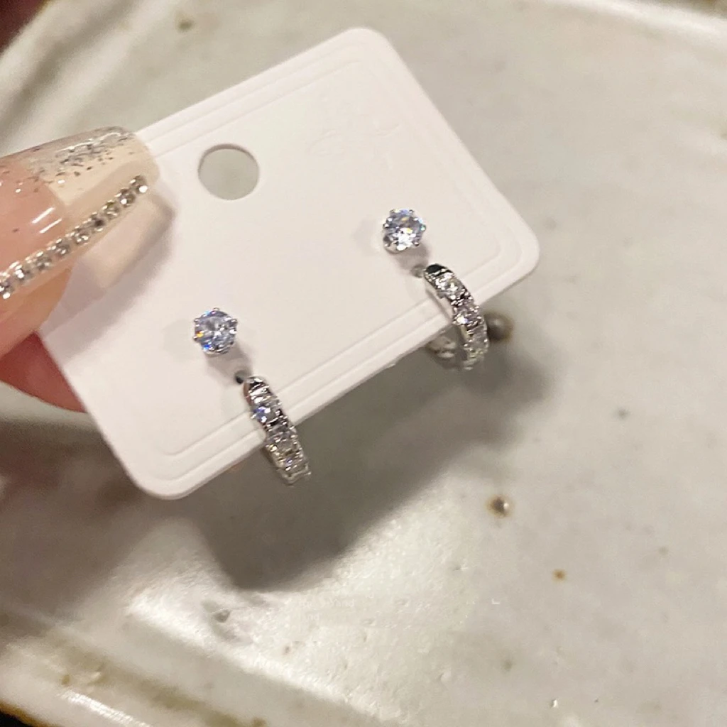 铜合金耳饰 锆石套装耳环女夏简约日常百搭耳饰新款气质耳钉