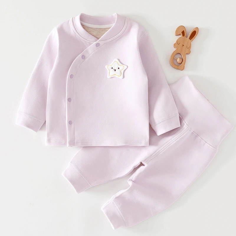 秋冬婴儿保暖内衣套装偏襟德绒新生儿打底衣0-12个月宝宝秋衣裤