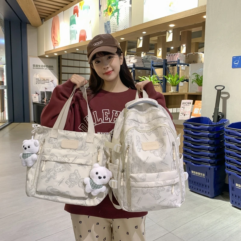 书包女生初中生高颜值ins风日系小学生高中生大学生小熊双肩背包