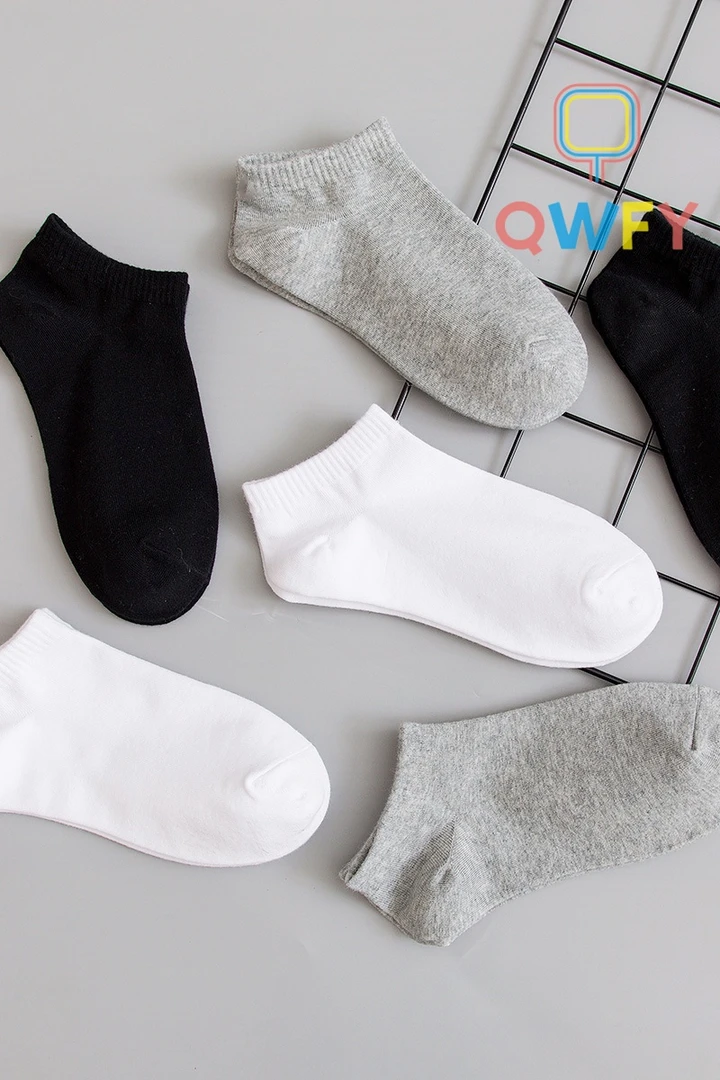 纯色棉短袜 男女款20双夏季日抛免洗短袜黑白色旅游春夏低筒船袜