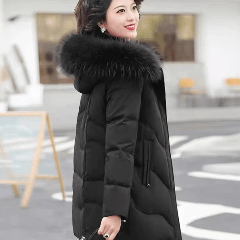 2025新款中老年冬季大毛领保暖妈妈装妈妈羽绒服50-60岁品牌新款