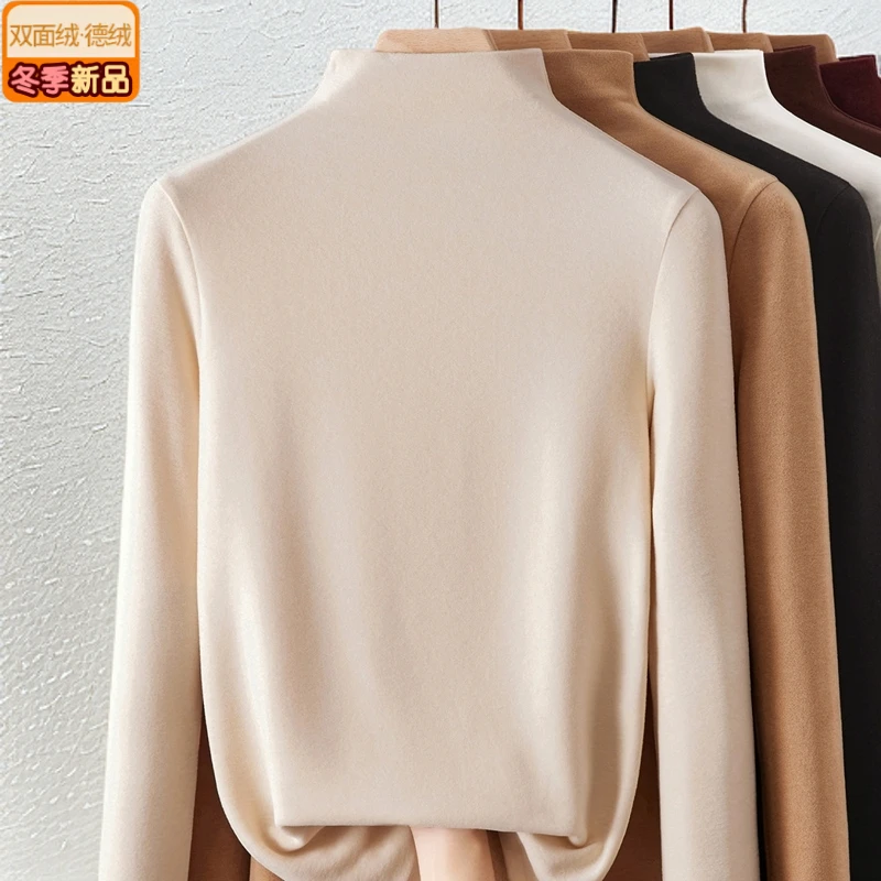 【JW】半高领羊绒蛋白双面德绒打底衫女款秋冬内搭2025新款修身保暖