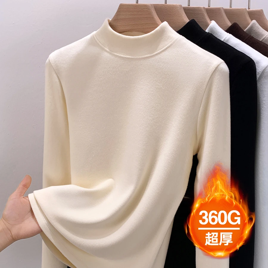 【JW】超厚加绒双面绒加厚德绒打底衫女秋冬内搭23新款百搭打底衫