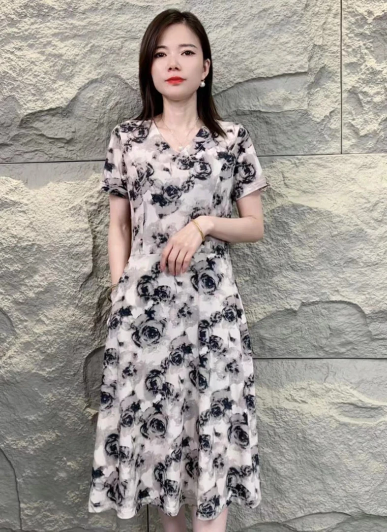 meiyin/魅尹新款夏季宽松气质显瘦女装连衣裙中长款时尚