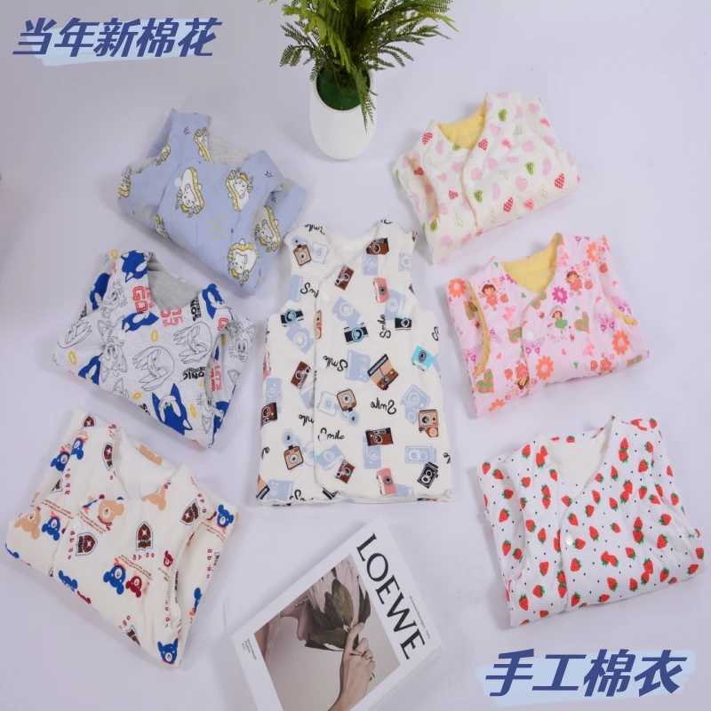 儿童手工棉服马甲婴儿棉袄坎肩秋冬季保暖棉花衣手工缝制小孩棉衣