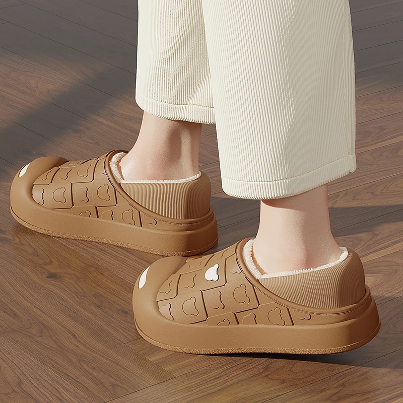 羽起上班穿棉拖鞋女冬季外穿包跟防水室内居家加绒办公室保暖棉鞋