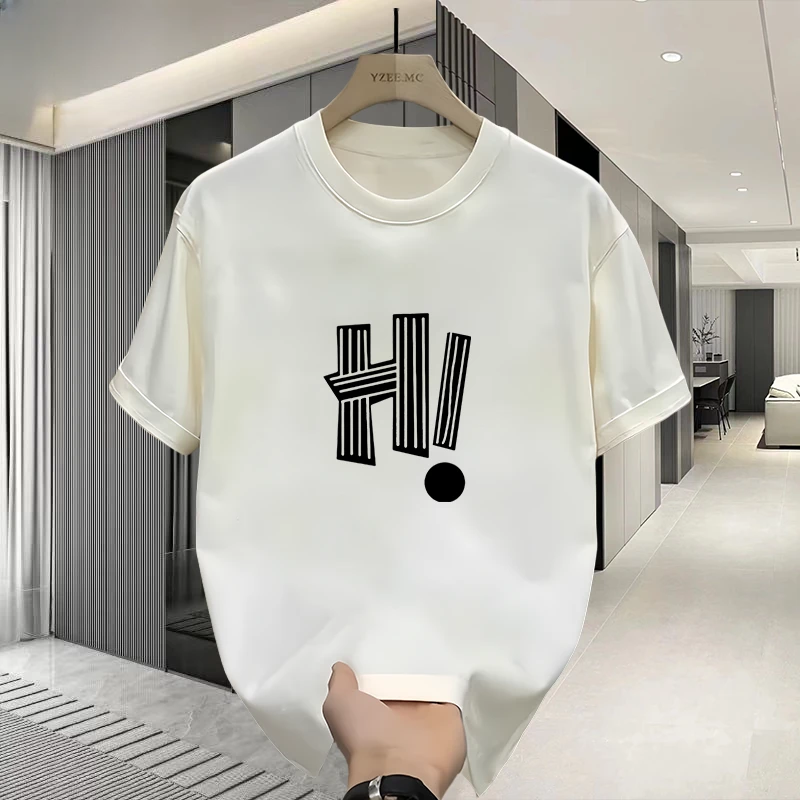 啄木鸟2025夏季新款短袖t恤男纯棉半袖t简约潮流休闲宽松圆领体恤