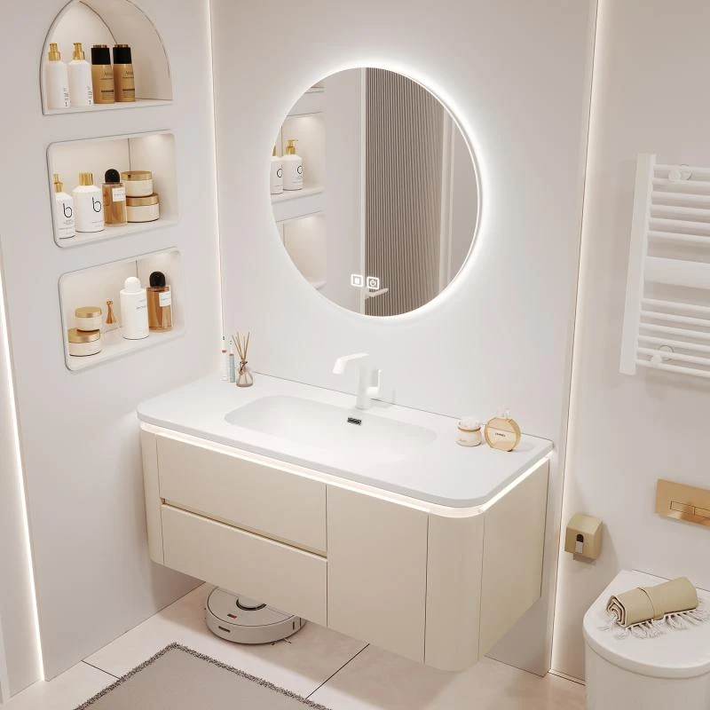 【圆角可耐一体盆】浴室柜现代简约设计卫生间洗手盆洗脸盆柜卫浴