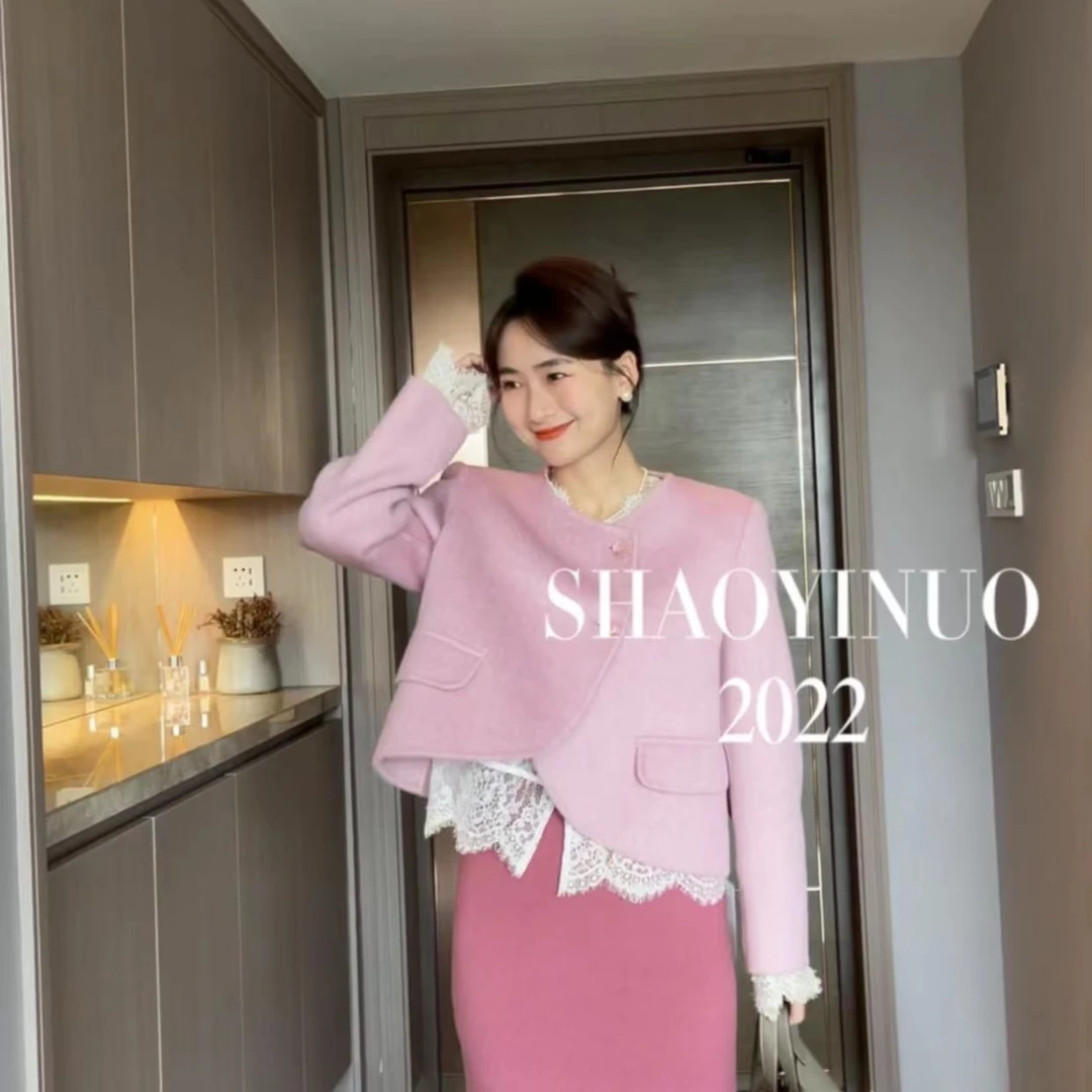 【年底大清仓NO退换】绵羊毛双面手工大衣气质香风设计师