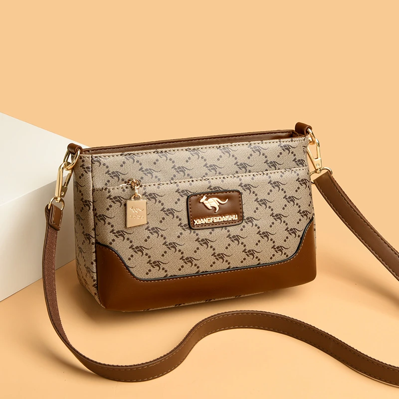 中年女包新款韩版时尚百搭印花小方包单肩包软皮简约斜挎包妈妈包