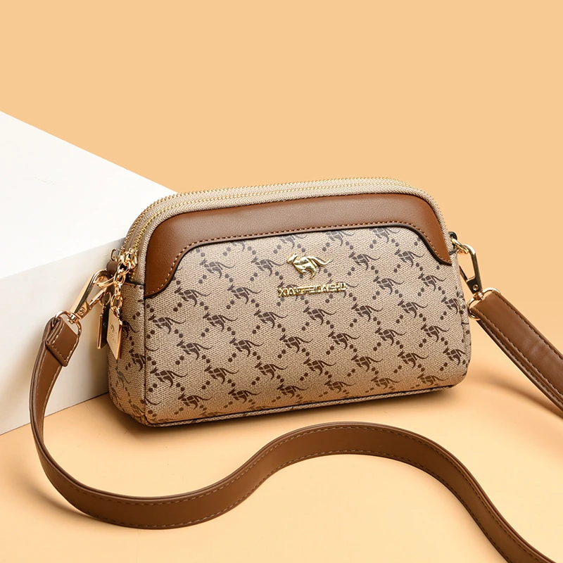 女包新款时尚百搭印花斜挎包气质软皮妈妈女士包正品爆款单肩小包