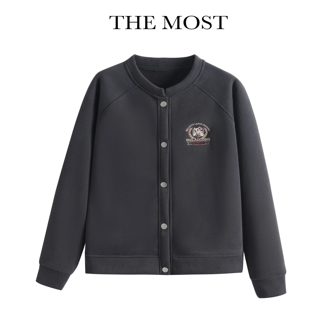 【小熊棒球服】秋季新款休闲百搭时尚加绒纽扣小熊长袖外套8822-10