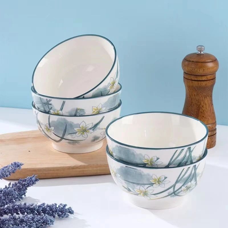 发4.5英寸水仙花米饭碗8个 破损联系客户