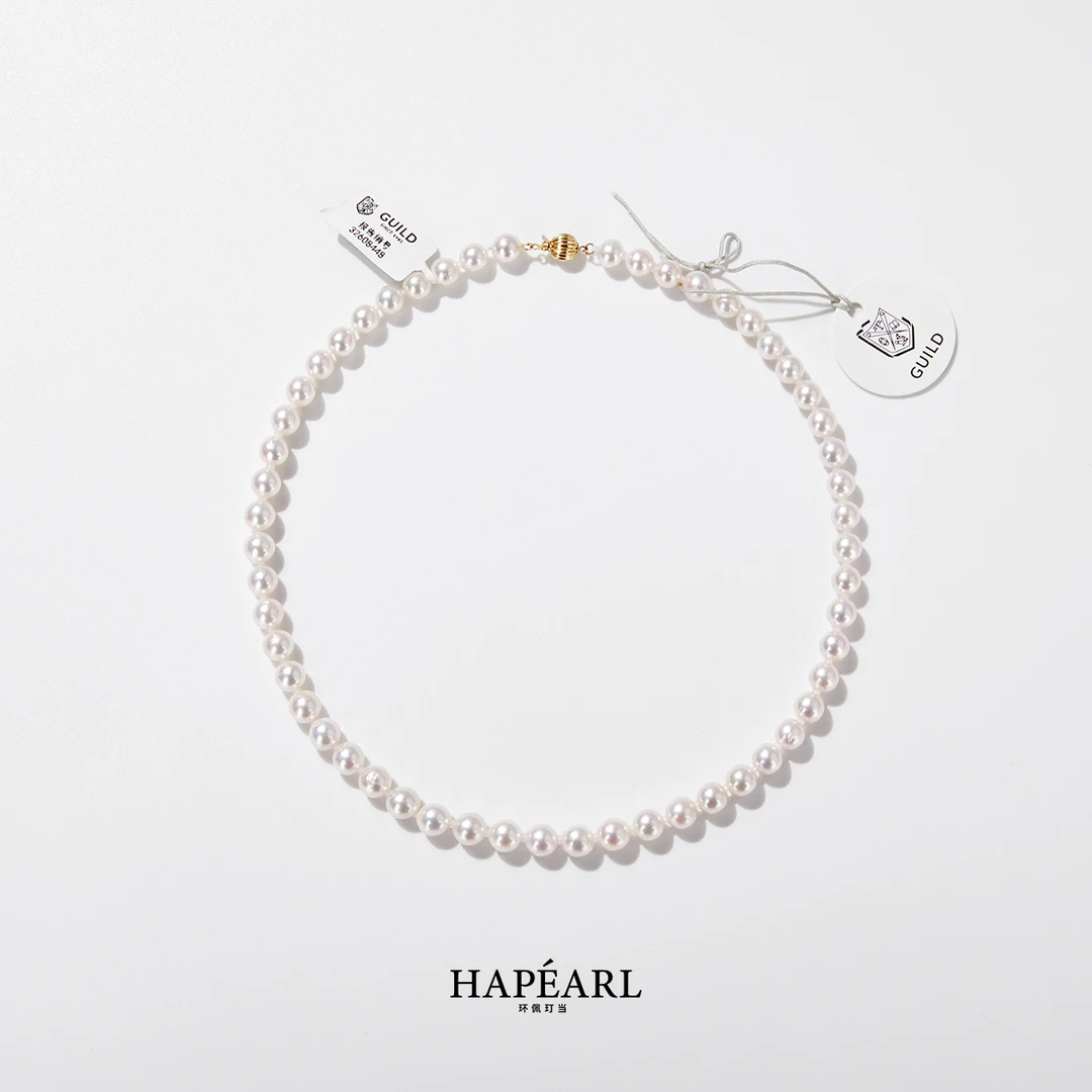 环佩玎当正圆天然海水akoya珍珠项链（带吉尔德证）