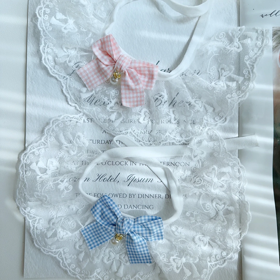 蕾丝猫咪围脖宠物蝴蝶结可爱围巾装饰围兜口水巾狗狗围嘴饰品